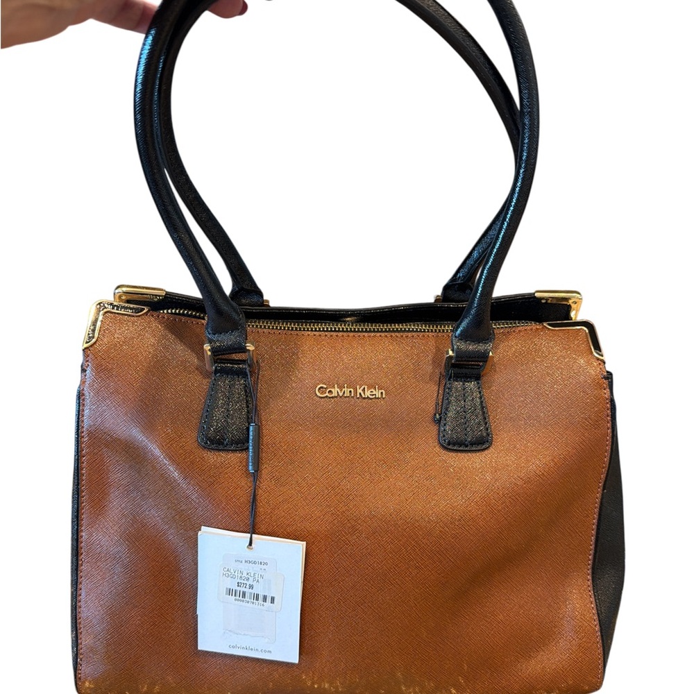Calvin Klein Tan and Black Satchel